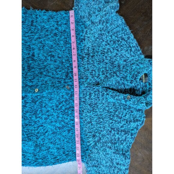 Sigrid Olsen Women's Blue & Teal Ombre Fuzzy knit cardigan Size 1X - Picture 7 of 12